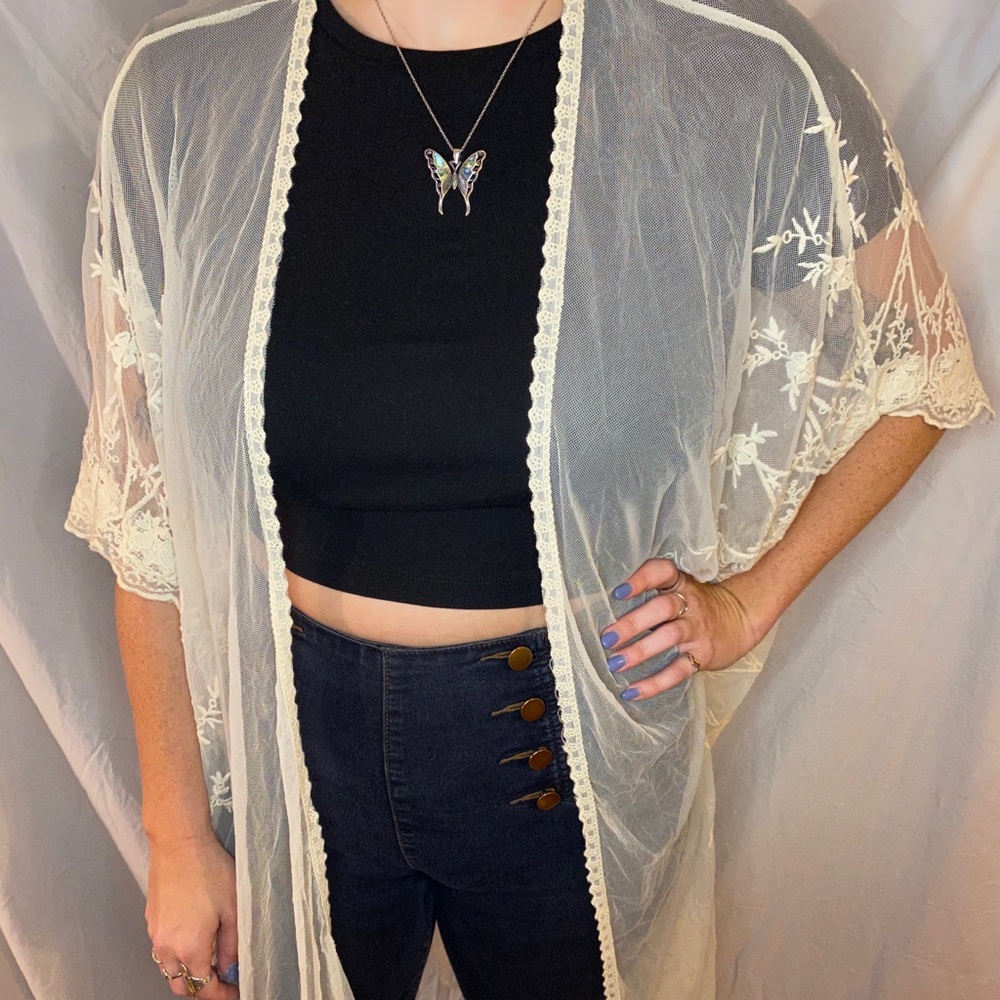 Lace duster cover up